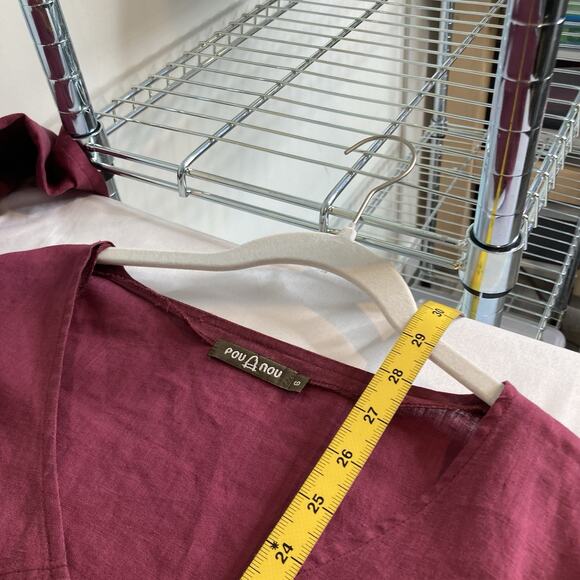 Pou Nou Women's Raspberry Linen Tunic Top Size 6 Lagenlook Scandi Coastal Bright - Picture 3 of 10